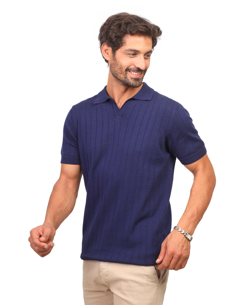 Polo T-shirt white baby blue dark blue