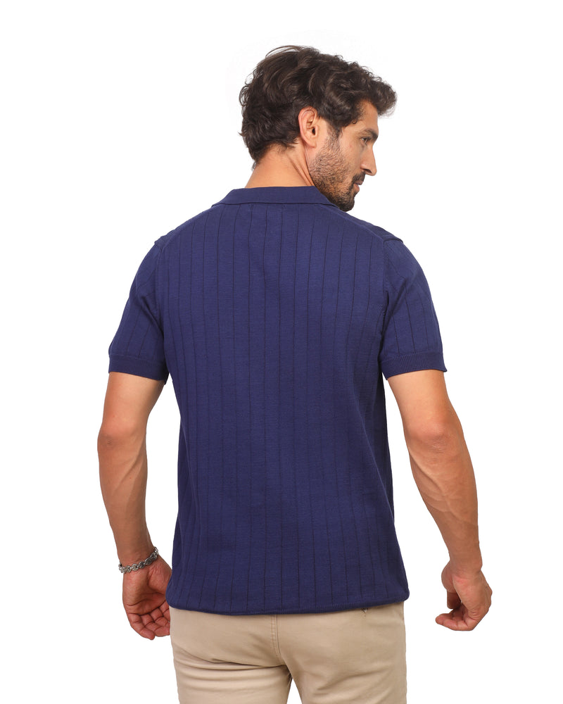 Polo T-shirt white baby blue dark blue