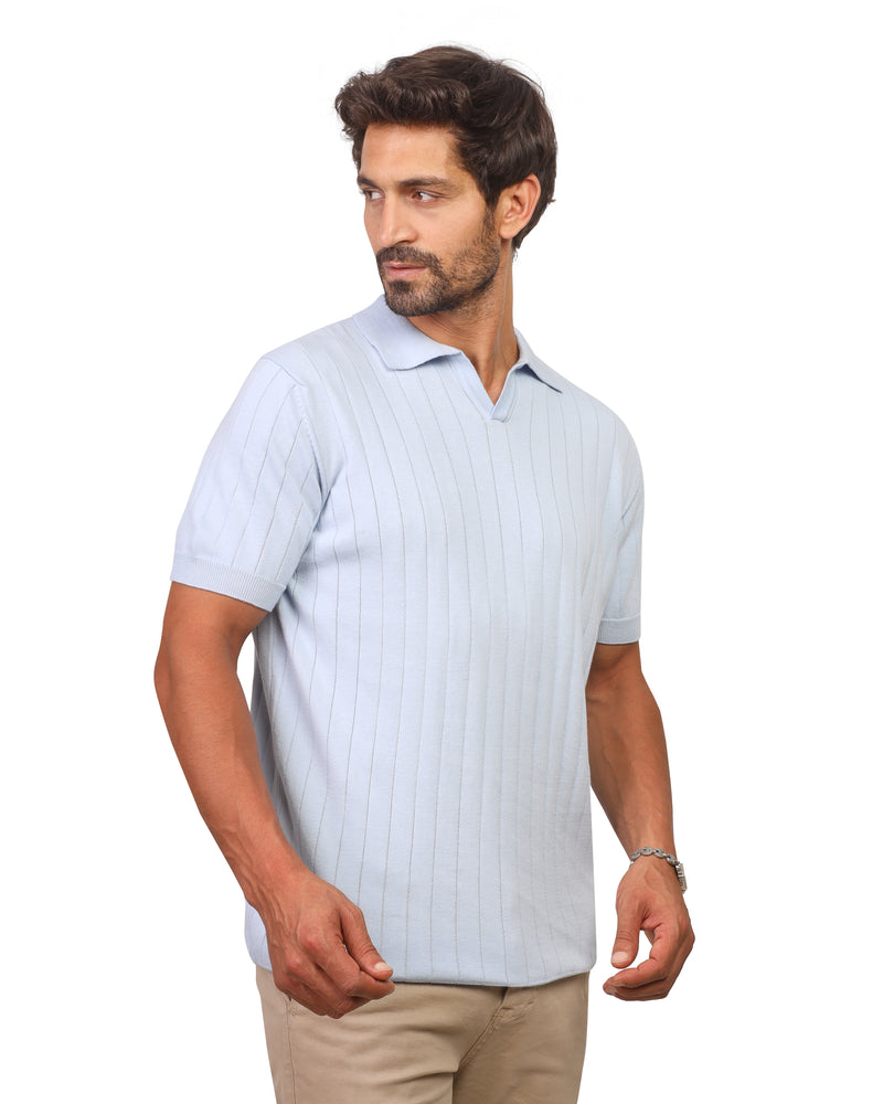 Polo T-shirt white baby blue dark blue