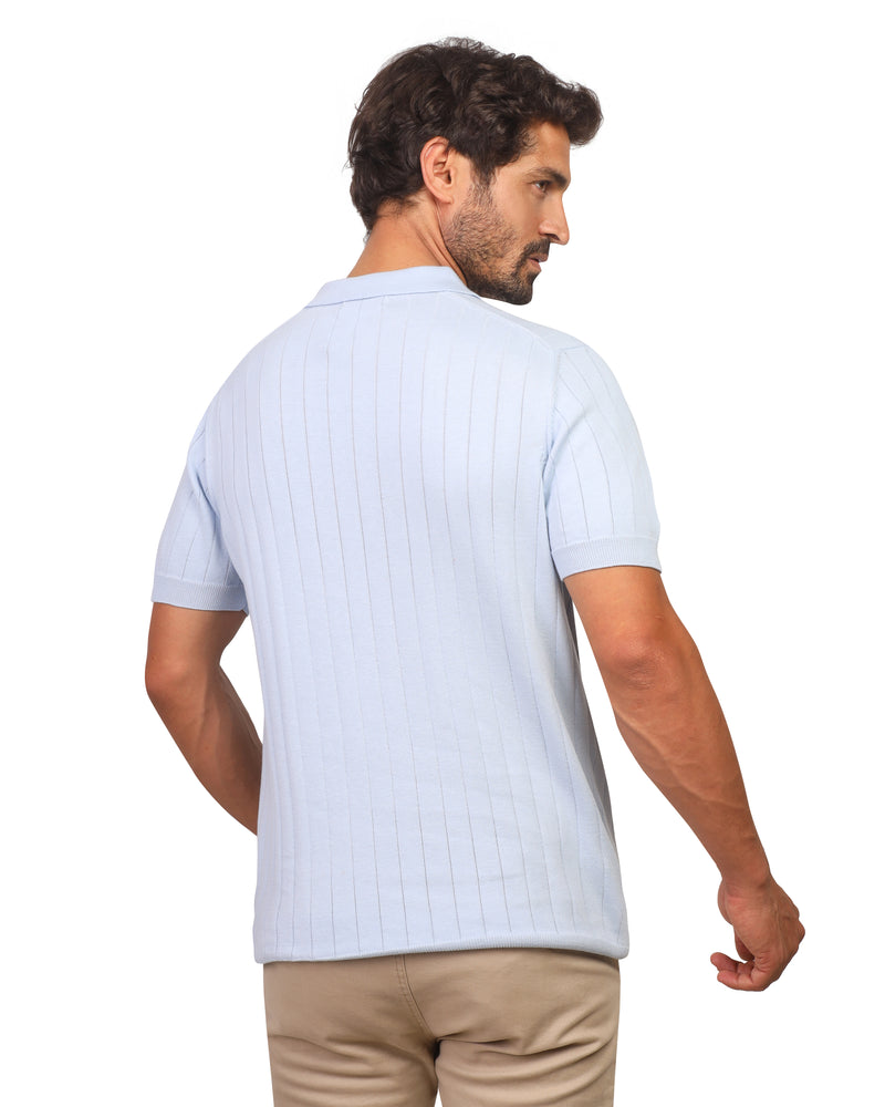 Polo T-shirt white baby blue dark blue
