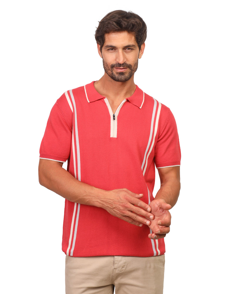 Casual Short Sleeve Zipper T-Shirt