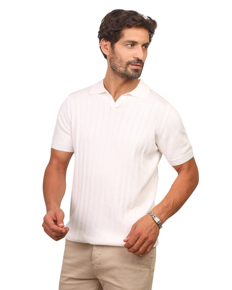 Polo T-shirt white baby blue dark blue