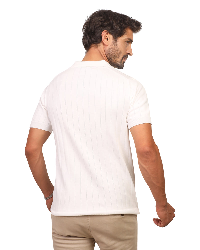 Polo T-shirt white baby blue dark blue