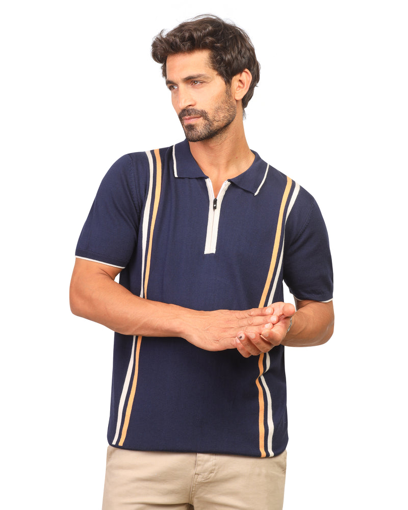 Casual Short Sleeve Zipper T-Shirt