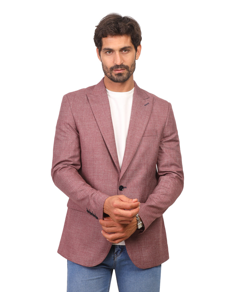 Men's Casual Blazer Plaid Sport Coat Classic Fit Two Button Dusty Rose