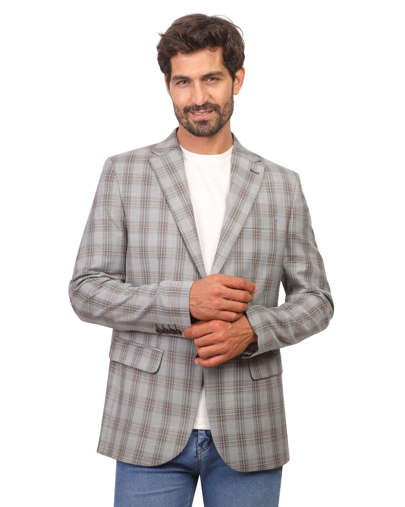 Men's Casual Blazer Plaid Sport Coat Classic Fit Two Button Mix of brown and Havan