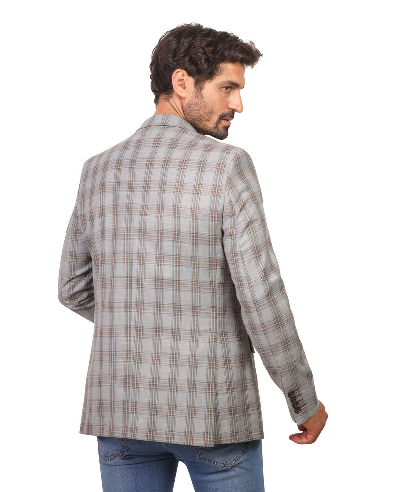 Men's Casual Blazer Plaid Sport Coat Classic Fit Two Button Mix of brown and Havan