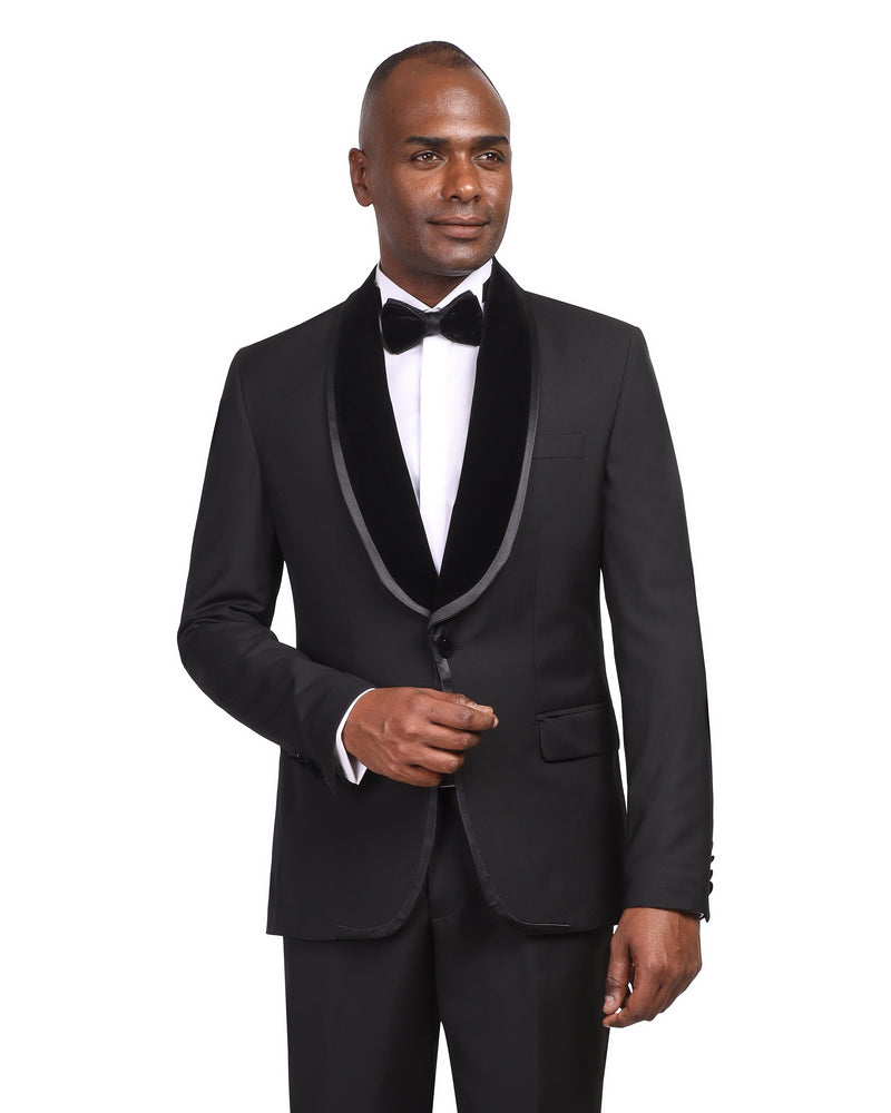 Men's Black Velvet Shawl Collar Tuxedo suit