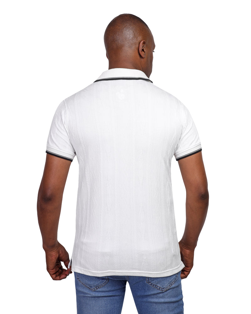 Men's Textured Polo Shirt – White