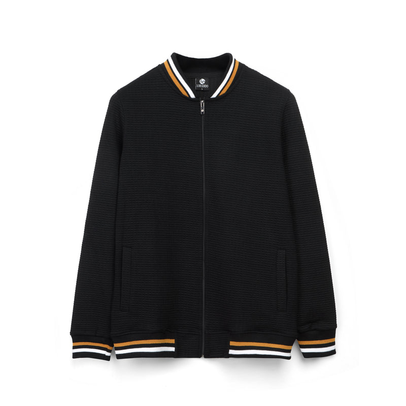 Men’s Black Textured Zip-Up Sweatshirt