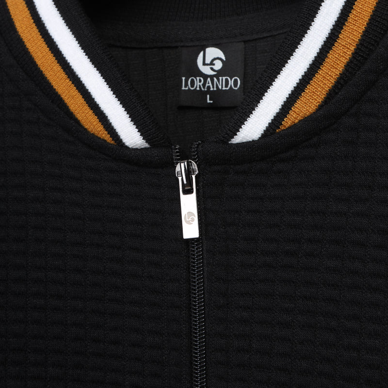 Men’s Black Textured Zip-Up Sweatshirt