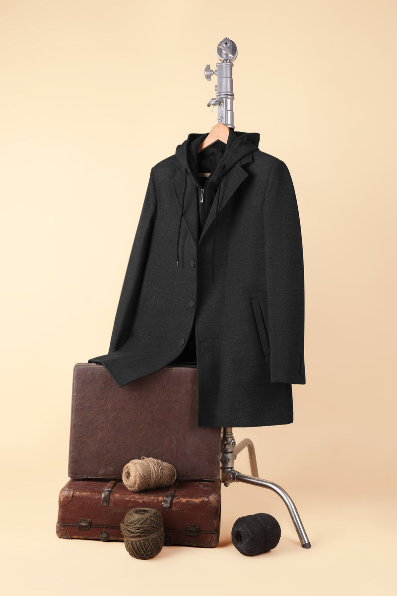 men’s hooded overcoat