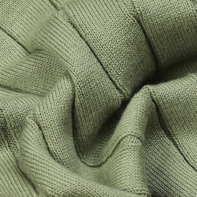 Sage Green Ribbed Knit Button-Up Polo Shirt