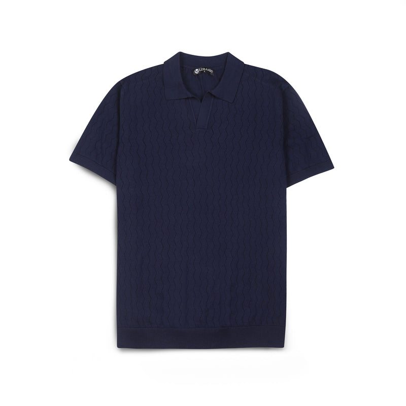 Sage Ribbed Knit Button-Up Polo Shirt