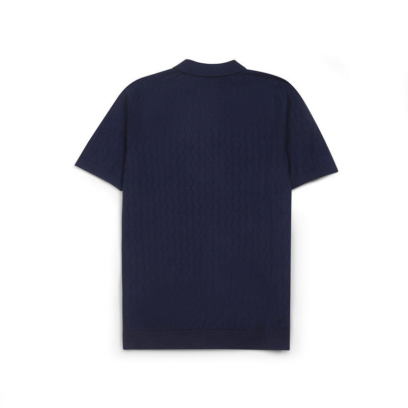 Sage Ribbed Knit Button-Up Polo Shirt