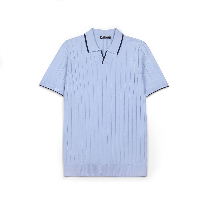 Ribbed Knit Polo Shirt