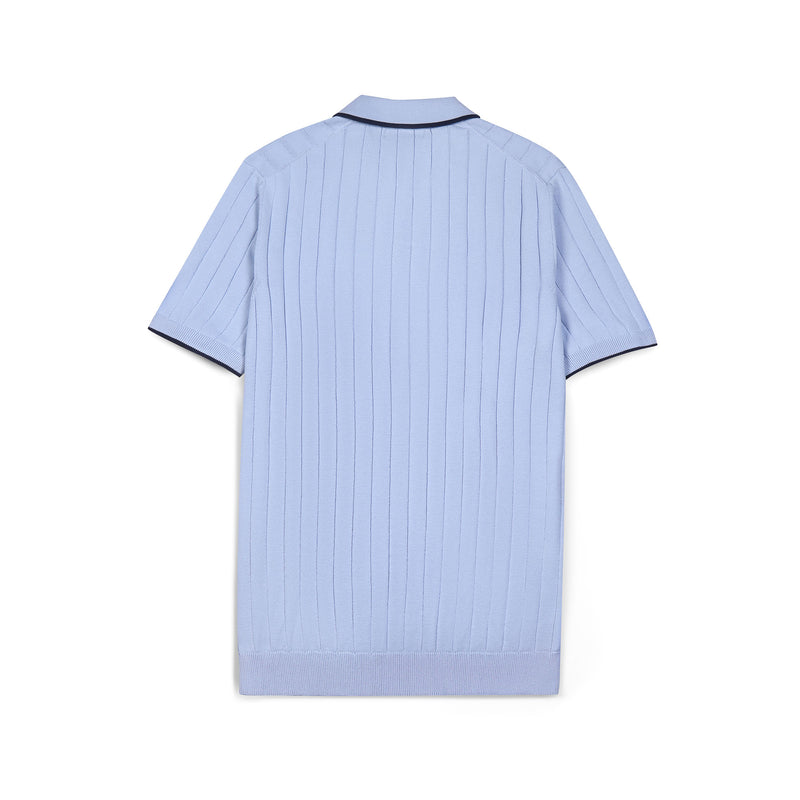 Ribbed Knit Polo Shirt