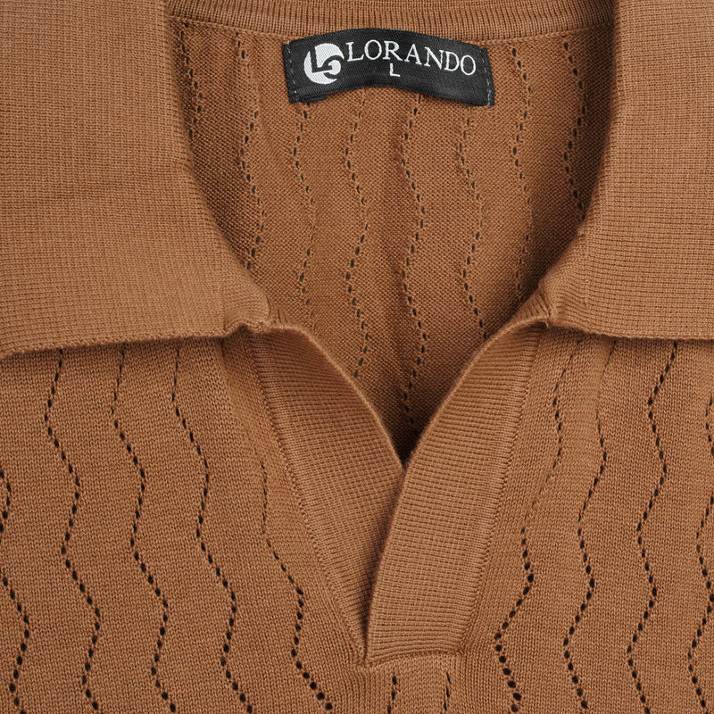 Sage Ribbed Knit Button-Up Polo Shirt