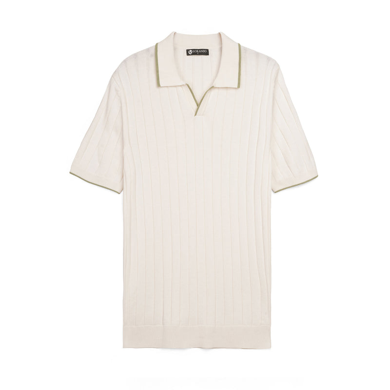 Ribbed Knit Polo Shirt