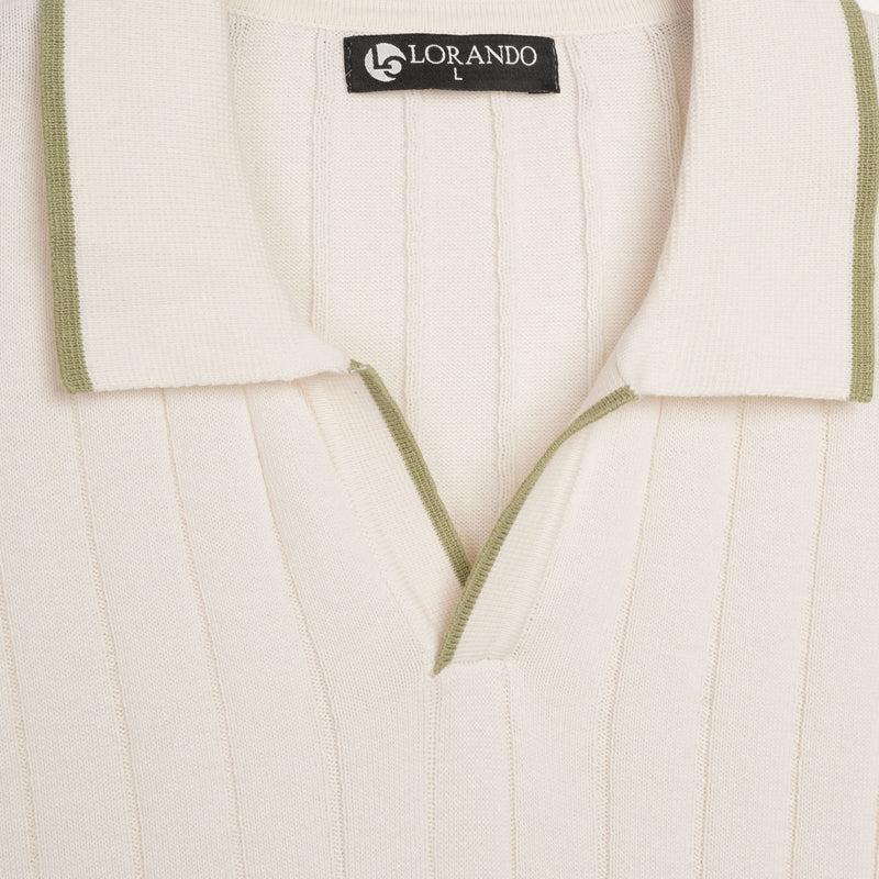 Ribbed Knit Polo Shirt