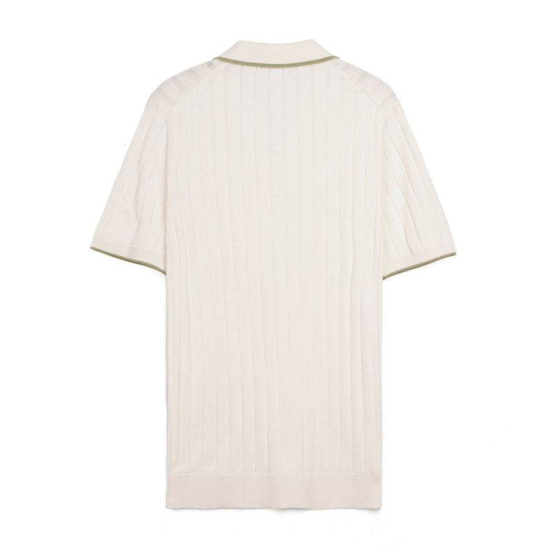 Ribbed Knit Polo Shirt