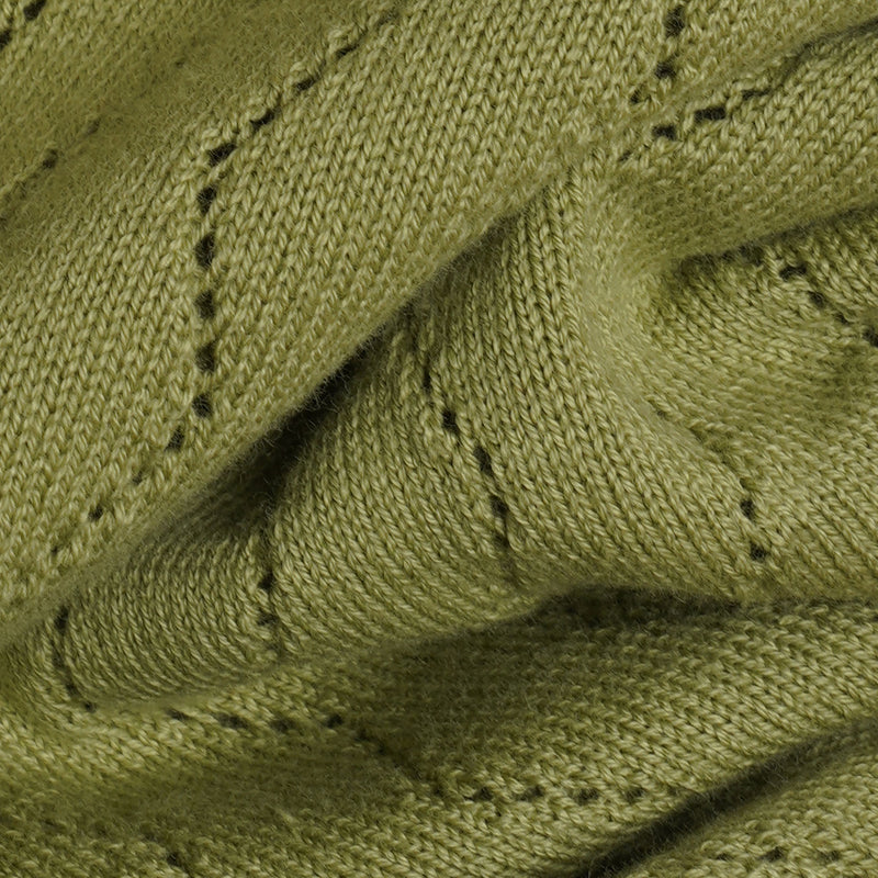 Sage Ribbed Knit Button-Up Polo Shirt