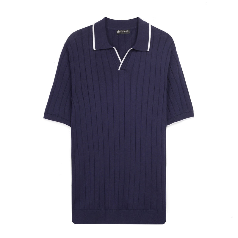 Ribbed Knit Polo Shirt