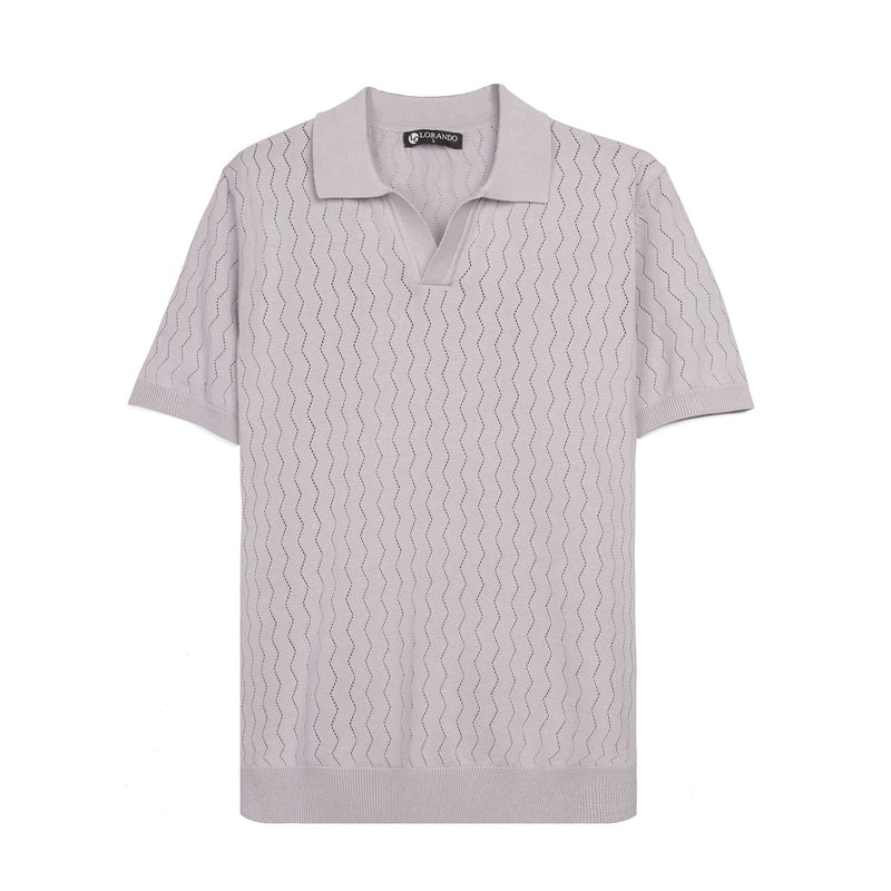 Sage Ribbed Knit Button-Up Polo Shirt