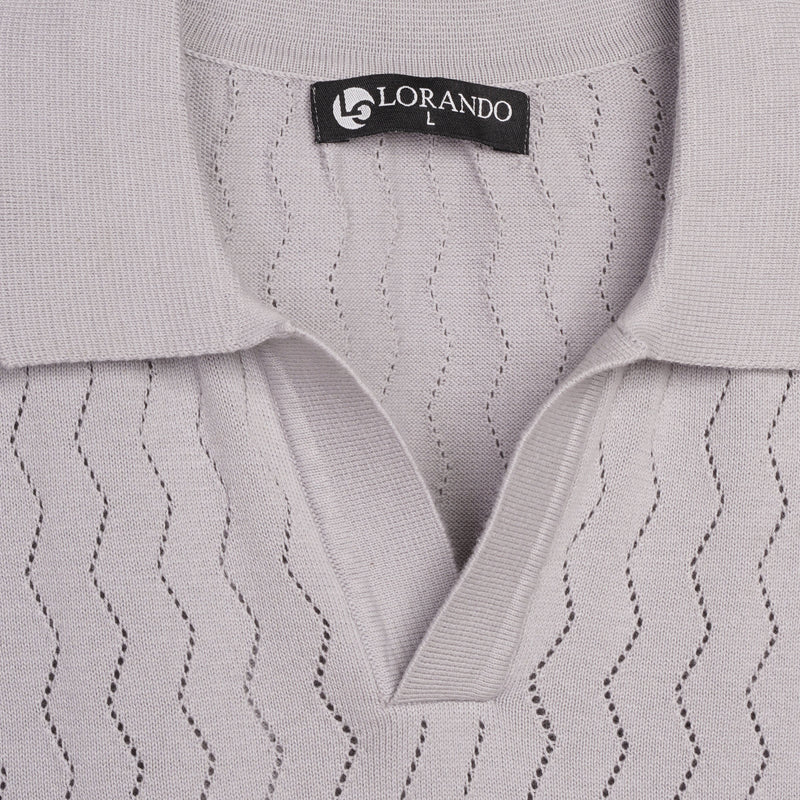 Sage Ribbed Knit Button-Up Polo Shirt