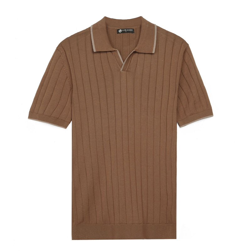 Ribbed Knit Polo Shirt