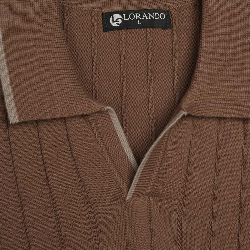 Ribbed Knit Polo Shirt
