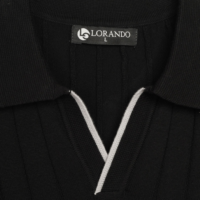 Ribbed Knit Polo Shirt