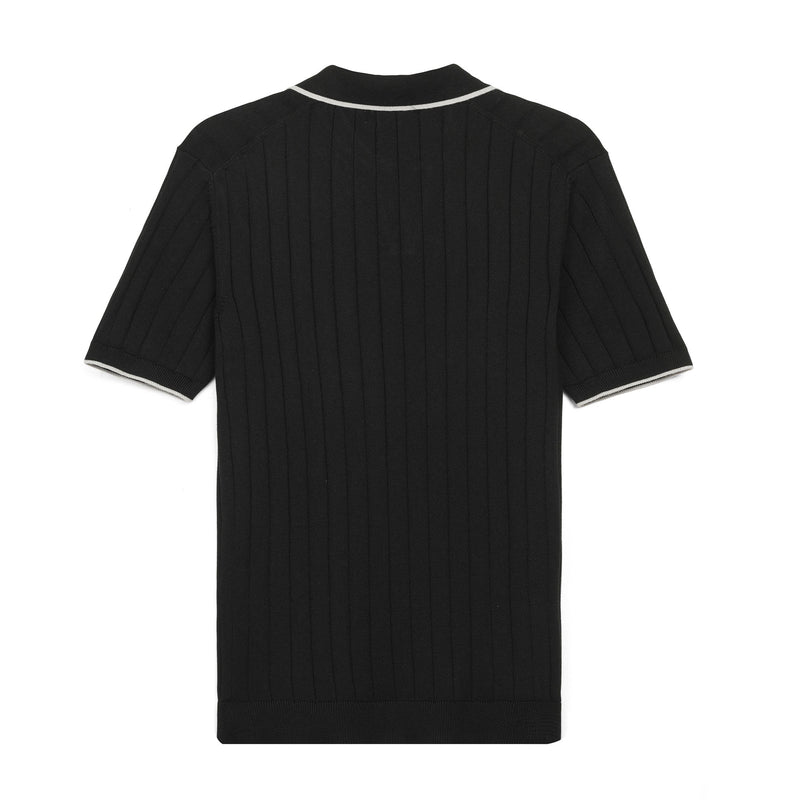 Ribbed Knit Polo Shirt