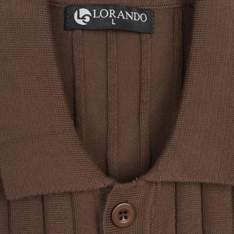 Sage Green Ribbed Knit Button-Up Polo Shirt