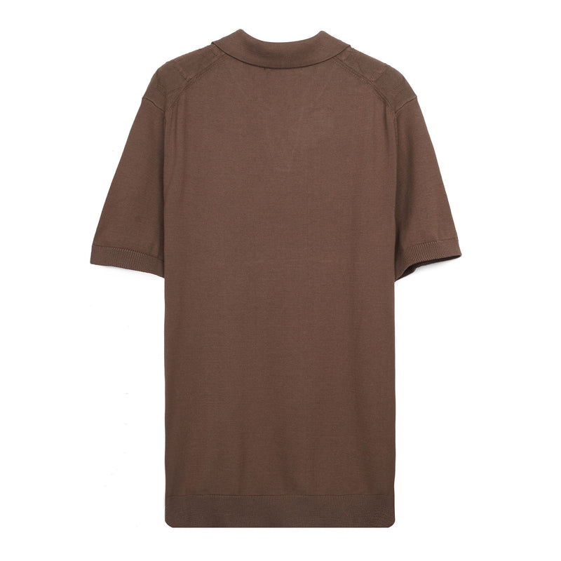Cable Knit Open Collar Polo Shirt