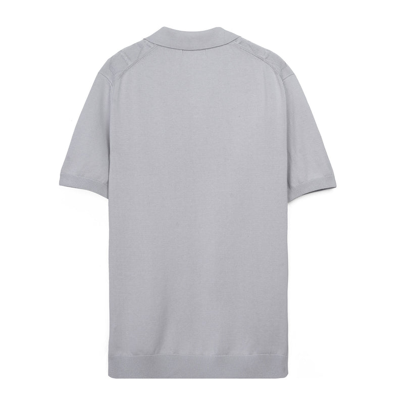 Cable Knit Open Collar Polo Shirt
