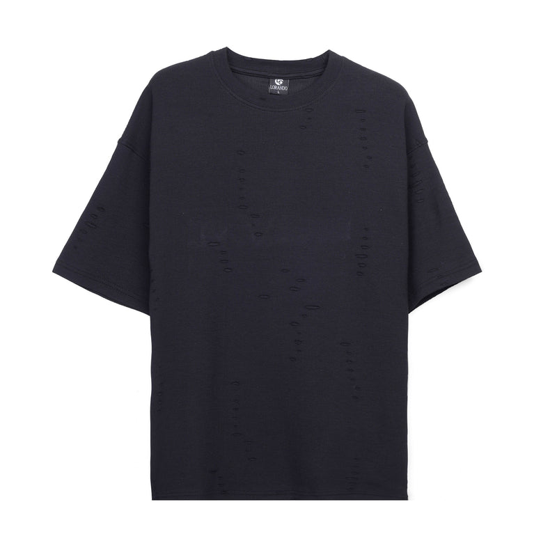 Oversized Distressed Ribbed T-Shirt