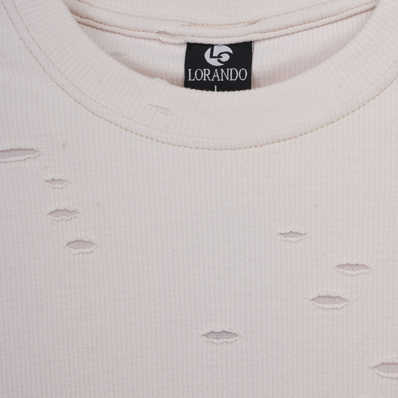 Oversized Distressed Ribbed T-Shirt