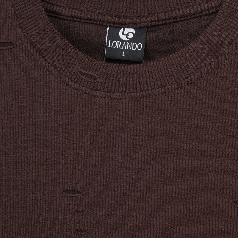 Oversized Distressed Ribbed T-Shirt