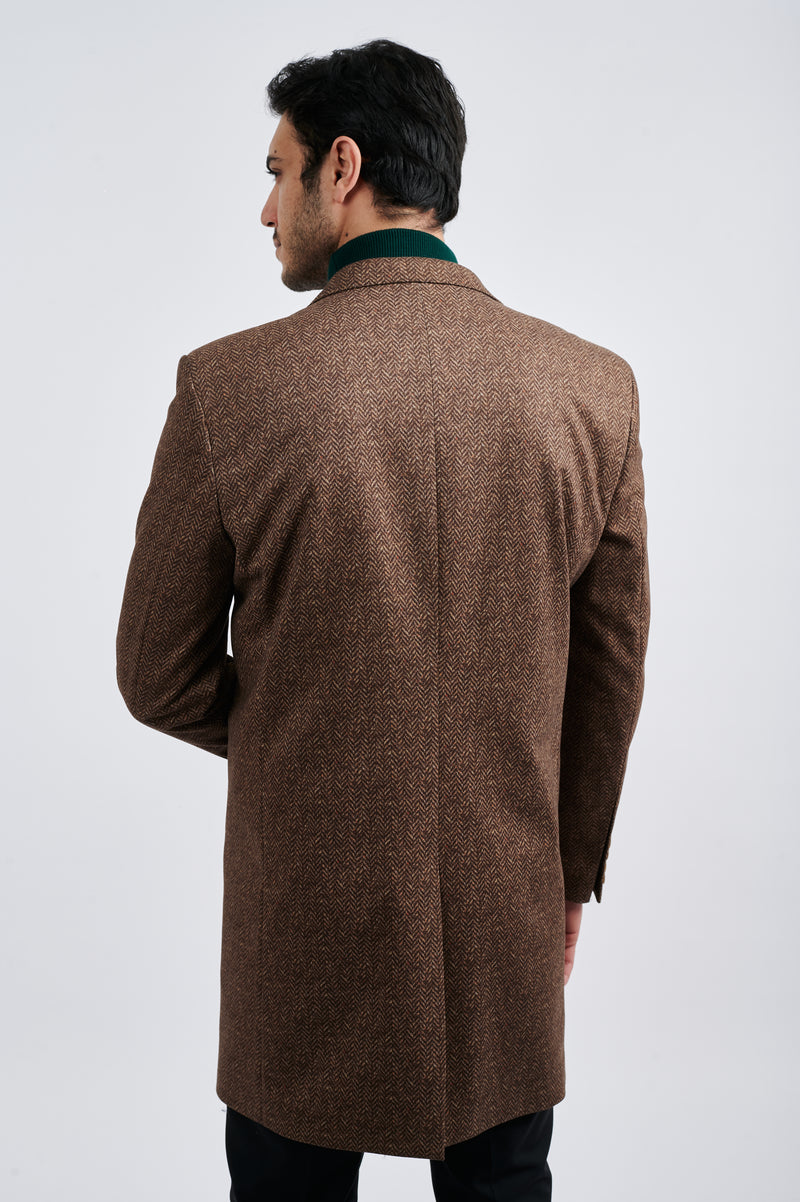 Premium Herringbone Wool Overcoat