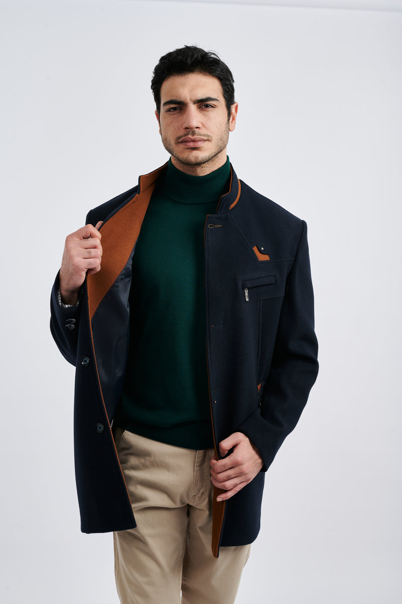 Modern Chestnut Tailored Half Coat