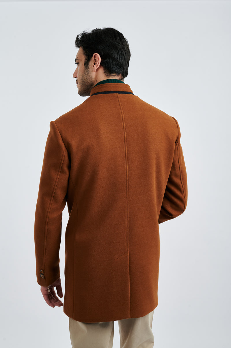 Modern Chestnut Tailored Half Coat