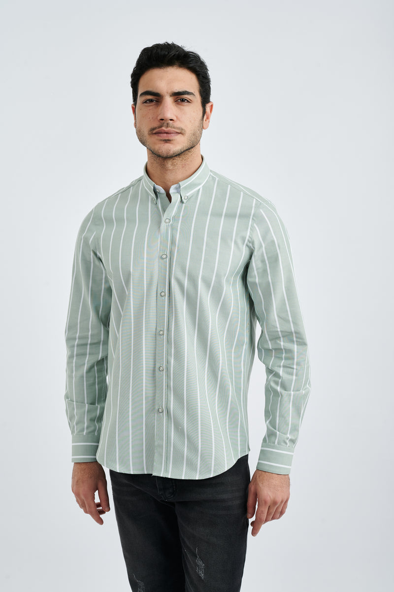 Men's Long-Sleeve Striped Casual Shirt