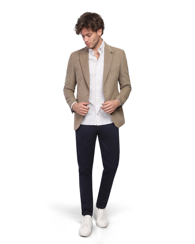 Brown Slim-Fit Smart Casual Blazer