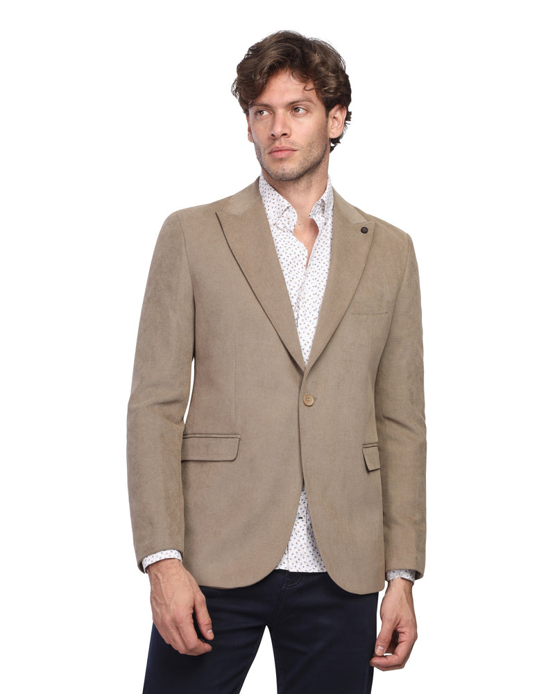 Brown Slim-Fit Smart Casual Blazer