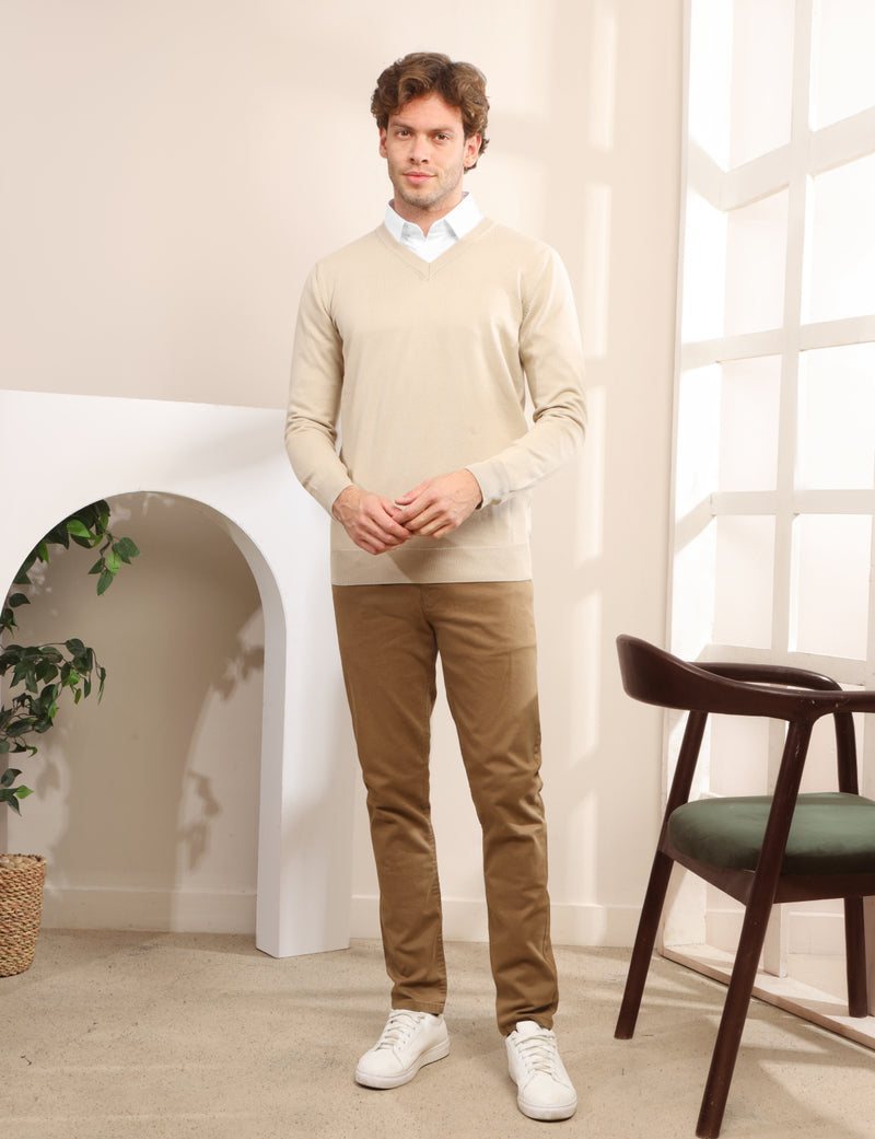 Knitted V-Neck Sweater