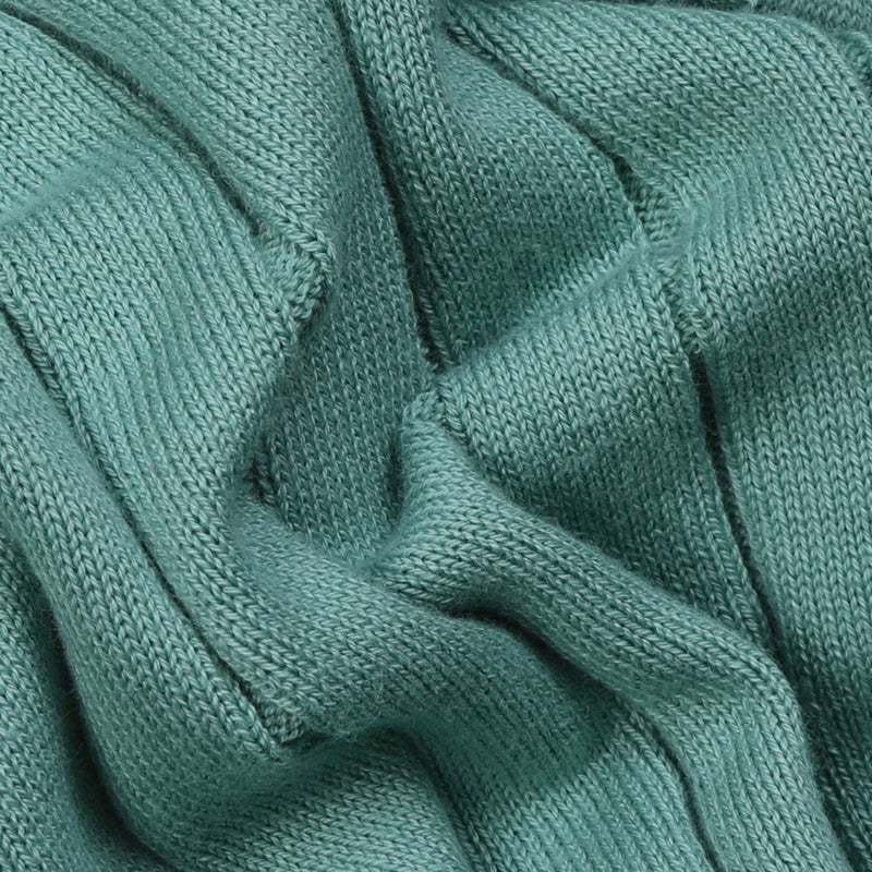 Sage Green Ribbed Knit Button-Up Polo Shirt