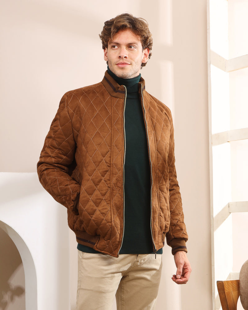 Quilted Stand-Collar Jacket