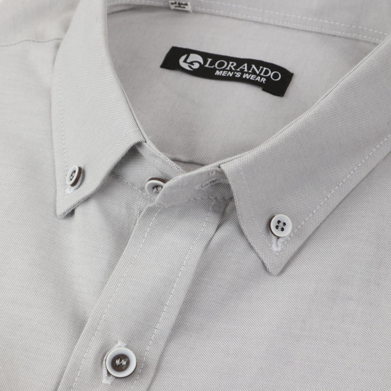 Grey Oxford Button-Down Shirt