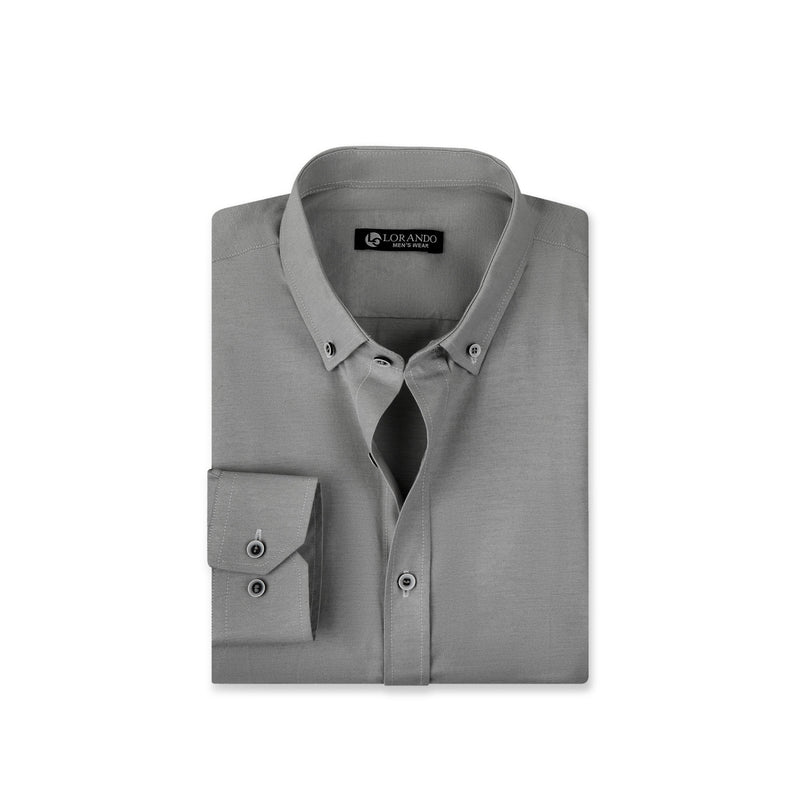 Grey Oxford Button-Down Shirt